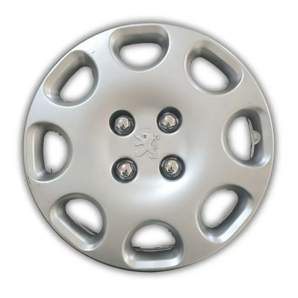 [A117] 14" طقم طاسات جنط بلاستيك 4 براغي مع علام Wheel Hubcap Set Peugeot